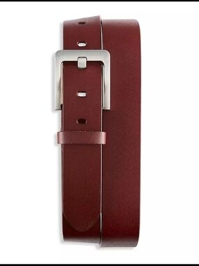 NWOT Harbor Bay Men's Leather-Stitched Mahogany Belt 58/60